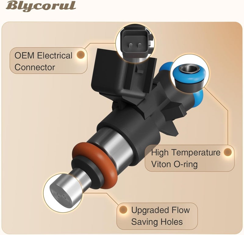 Blycorul 4 Holes Fuel Injectors 0280158233 Fit for 2011-2019 Chrysler 200 300, Dodge Challenger Charger Durango, Jeep Grand Cherokee Wrangler, Ram 1500 2500 3500 3.6L Replaces 05184085AC Set of 6 - Image 5